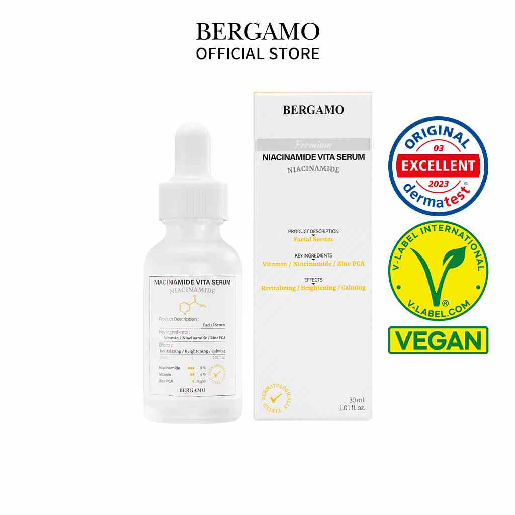 Serum BERGAMO Niacinamide 10% + Zinc PCA 10Pm Giảm Mụn Và Mờ thâm Giúp Se Khít Lỗ Chân Lông