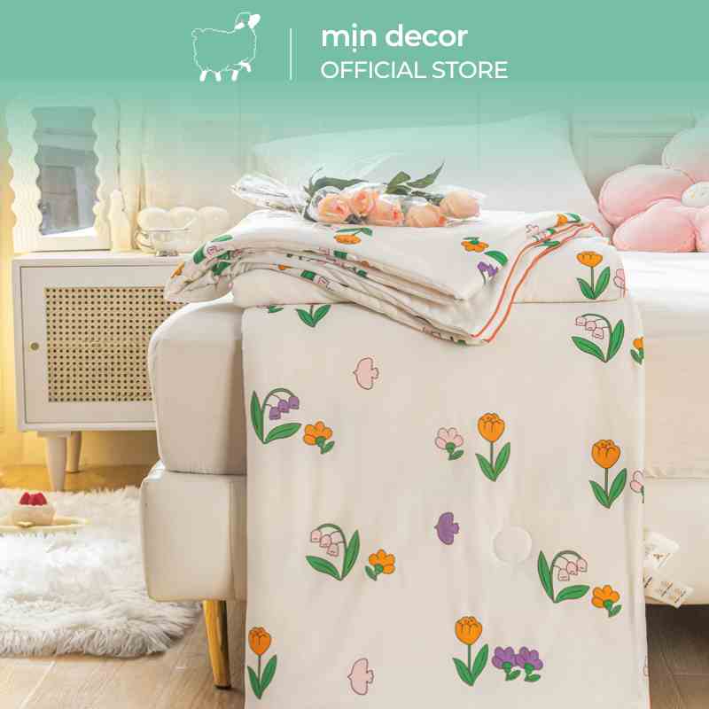 Chăn thun lạnh cotton bông xơ đậu nành thấm hút mồ hôi Mịn Decor họa tiết dễ thương