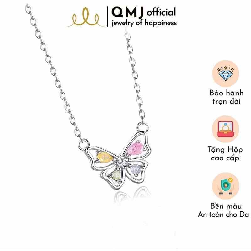 Dây chuyền bạc nữ đẹp Colorful Butterfly mix đá moon đủ màu thiết kế tre trung xinh đẹp QMJ - Q344