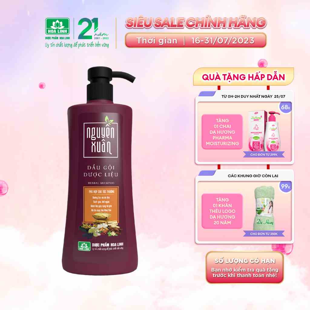 {MỚI} Dầu gội Dược liệu Nguyên Xuân Nâu 450ml - Dành cho tóc thường - Tặng thêm 50ml giá không đổi