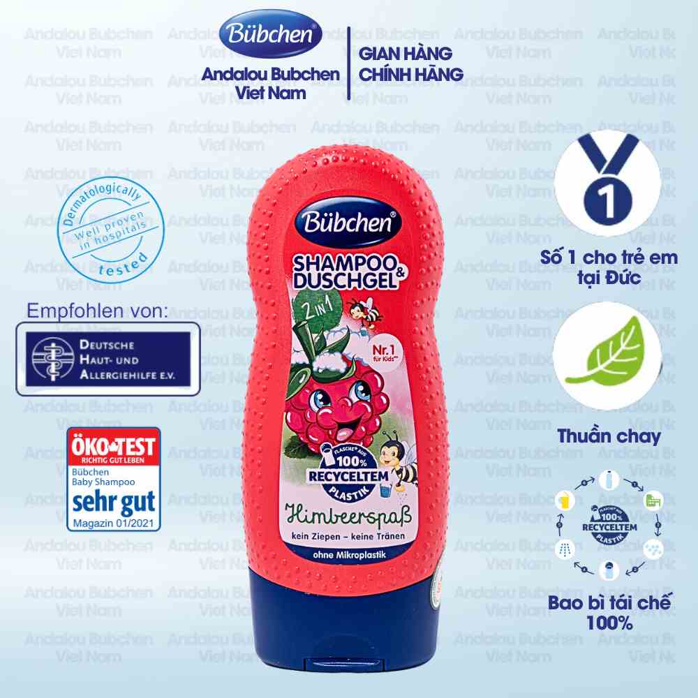 [Mã BMLTB35 giảm đến 35K đơn 99K] Sữa Tắm Gội Dâu Đất Bubchen Kids Shampoo & Duschgel 230ml