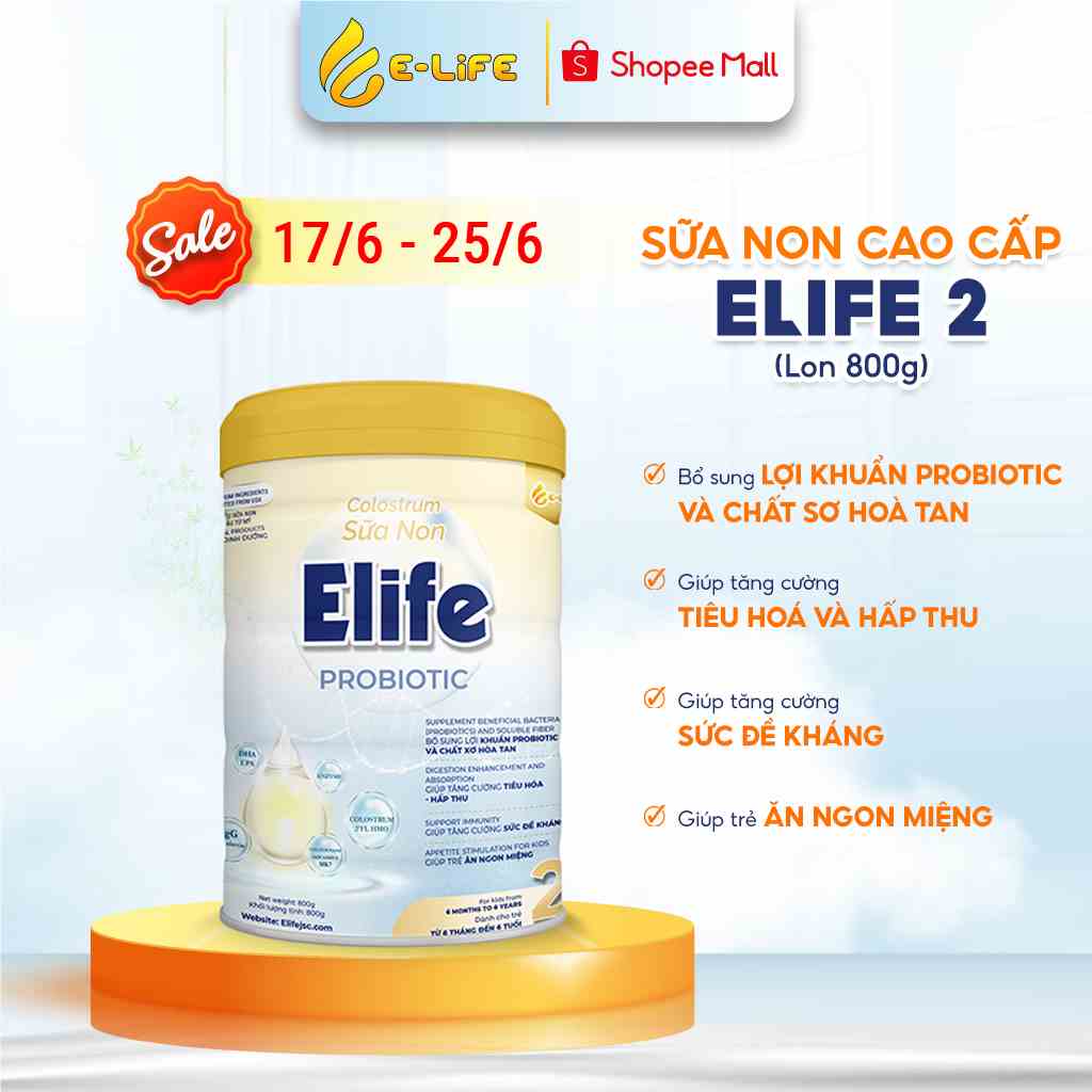 [Mã ICBFRI300 giảm 10% đơn 249K] Sữa non Elife 2 Probiotic dành cho trẻ từ 1 - 6 tuổi