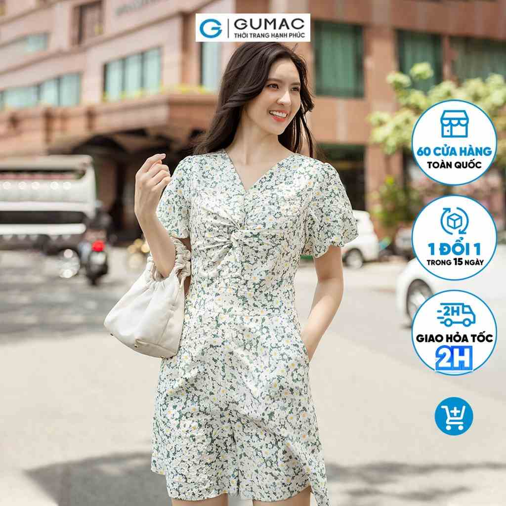 Jumpsuit hoa xoắn ngực thời trang GUMAC DD06035