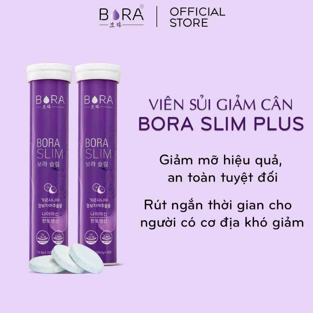 COMBO 2 Viên Sủi Hỗ Trợ Giảm Cân BORA SLIM PLUS Ngăn Chặn Cơ Thể Hấp Thu Chất Béo Lọ 18 Viên