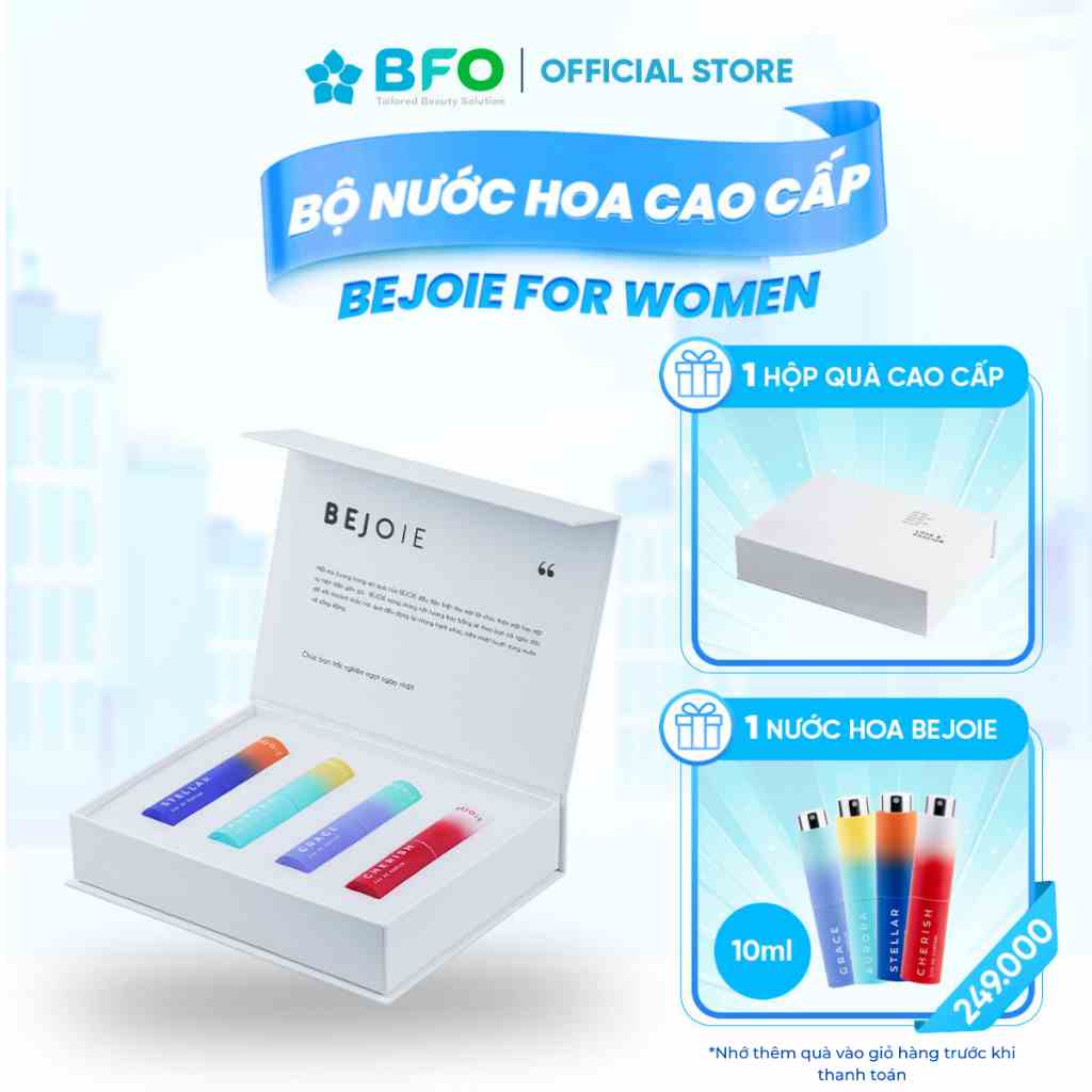 [TẶNG KÈM 1 CHAI NƯỚC HOA] Hộp nước hoa Bejoie for woman hương thơm quyến rũ 4 chai 10ml BFO