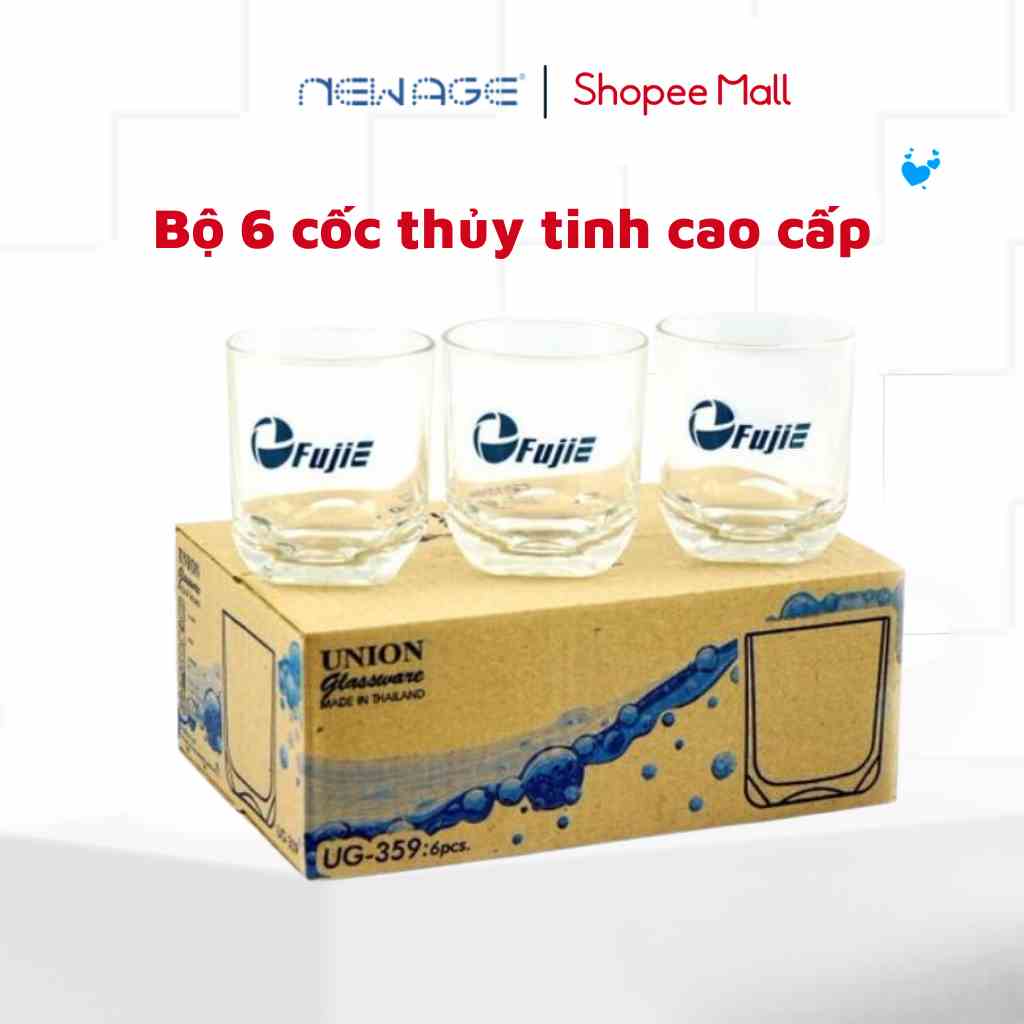 [ QUÀ TẶNG ] Bộ 6 cốc thủy tinh cao cấp FujiE 250ml ly thủy tinh chịu nhiệt tốt