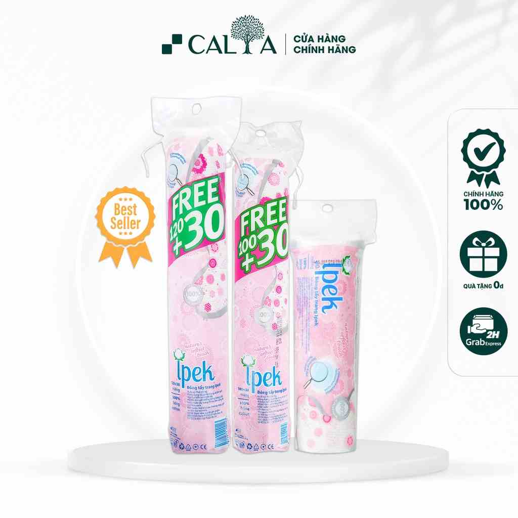 [Mã BMLT30 giảm đến 30K đơn 299K] Bông Tẩy Trang Ipek Mềm Mịn, Không Xơ - Ipek Cotton Pads 80 Miếng/130 Miếng/150 Miếng