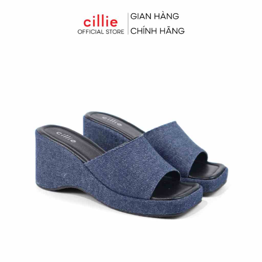 Dép Đế Xuồng Nữ Cillie Guốc Đế Cao 7cm Quai Ngang Không Đau Chân 1071