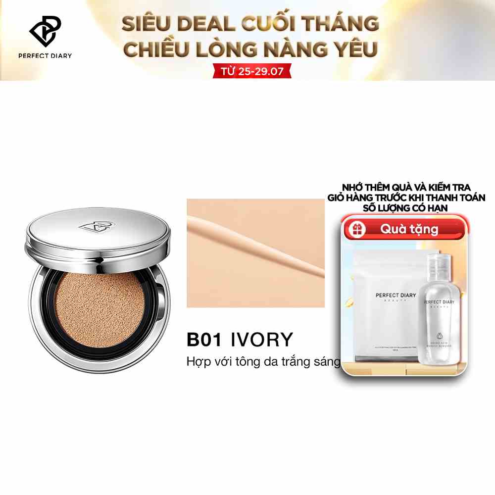 Phấn Nước Perfect Diary Kiềm Dầu Mịn Lì Che Phủ Hoàn Hảo Renewal Flawless 3 Màu 10g