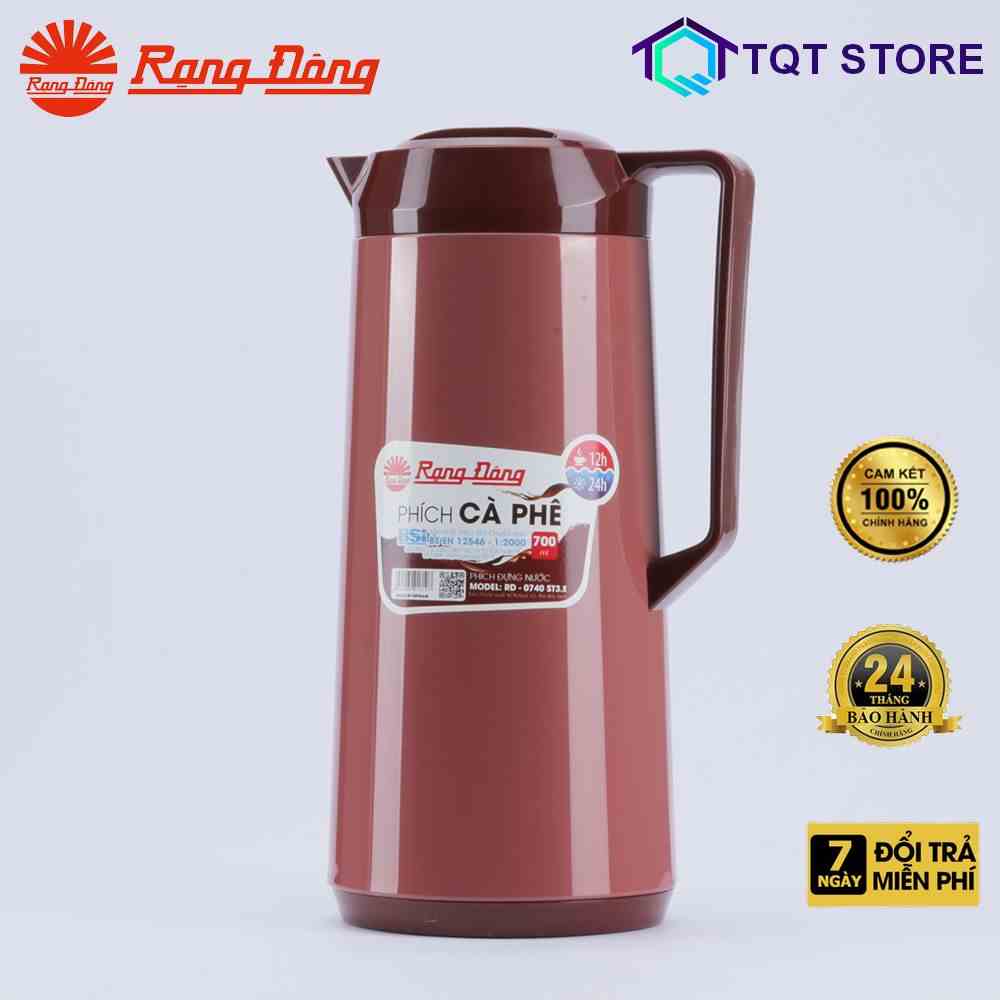 Phích nước Rạng Đông, Phích đựng Cafe, trà thảo mộc 700ml giữ nhiệt vỏ Inox, Model: RD 0740 ST3.E