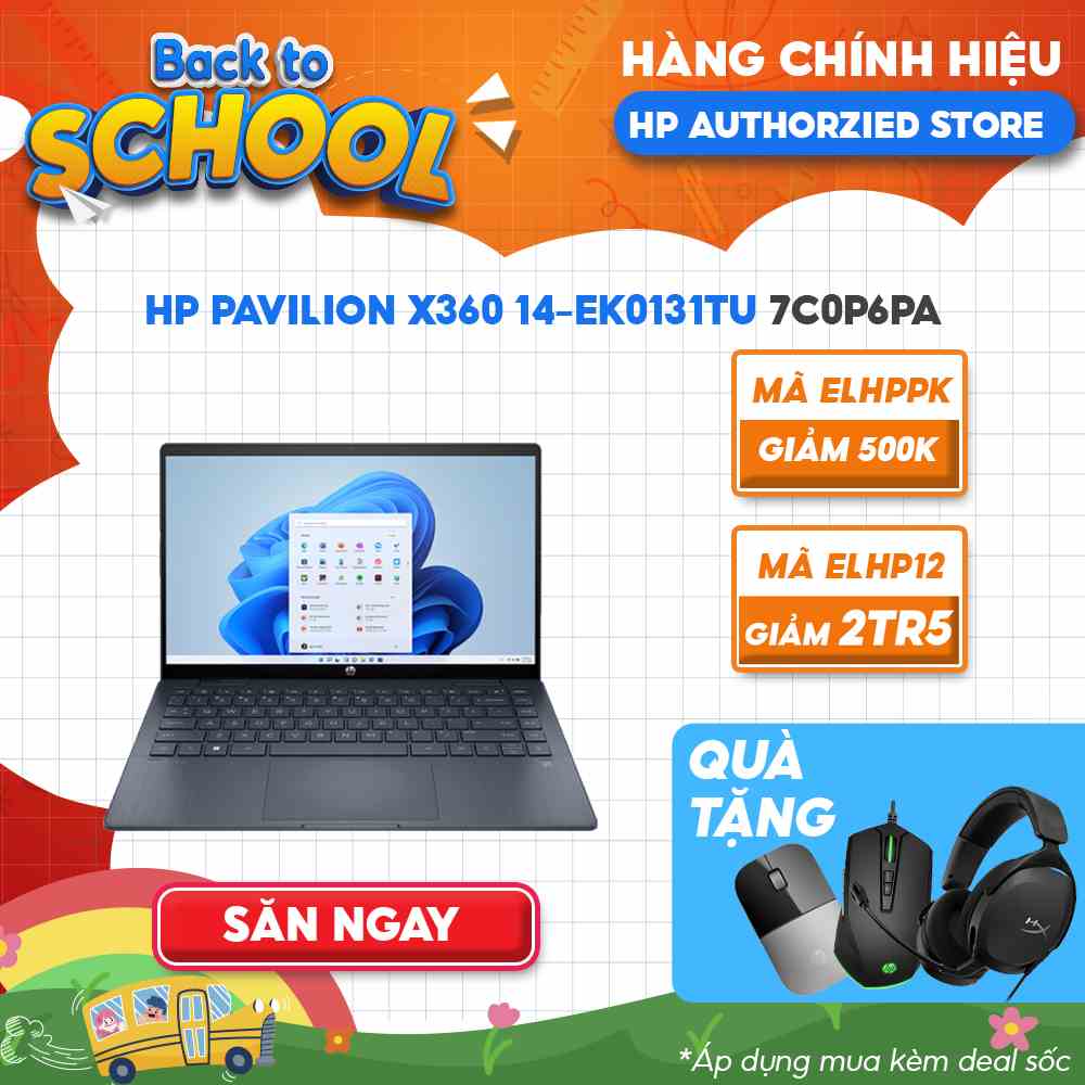 [Mã ELHP12 giảm 12% đơn 10TR] Laptop HP Pavilion X360 14-ek0131TU 7C0P6PA i3-1215U | 8GB | 256GB | 14 FHD Touch