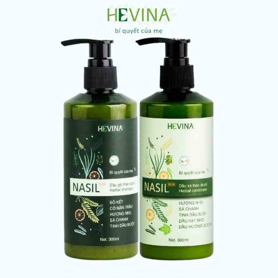 [Mã BMLTB35 giảm đến 35K đơn 99K] Combo Dầu Gội Xả Bồ Kết Hương Nhu Nasil HEVINA 300ml