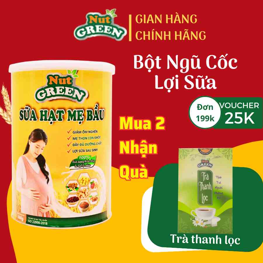 Ngũ Cốc Lợi Sữa Dành Cho Bà Bầu, Sữa hạt  NUTGREEN Bổ Sung Dinh Dưỡng Từ 30 Loại Hạt ngũ cốc Hộp 500 Gram