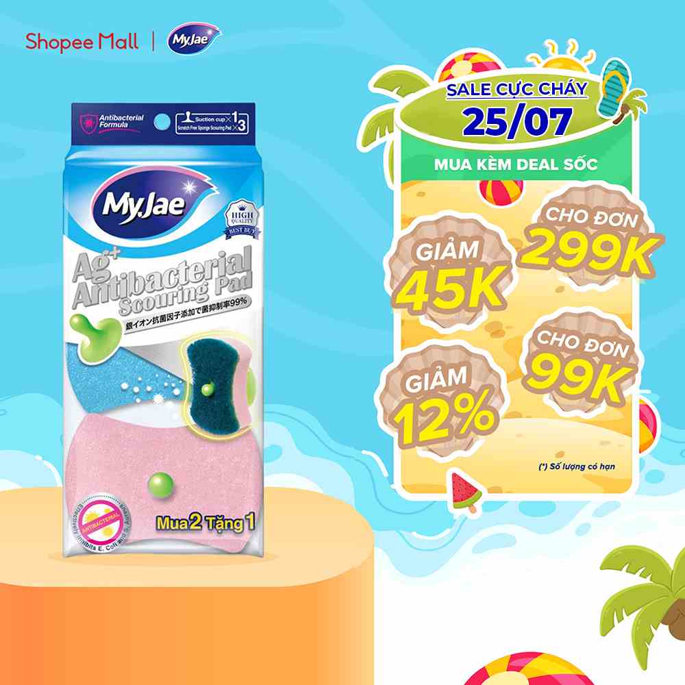 [Voucher giảm 12% - đơn từ 0Đ] [Voucher giảm 12% - đơn từ 0Đ] Miếng Bọt Biển Rửa Chén Kháng Khuẩn MyJae An Toàn Bền Bỉ