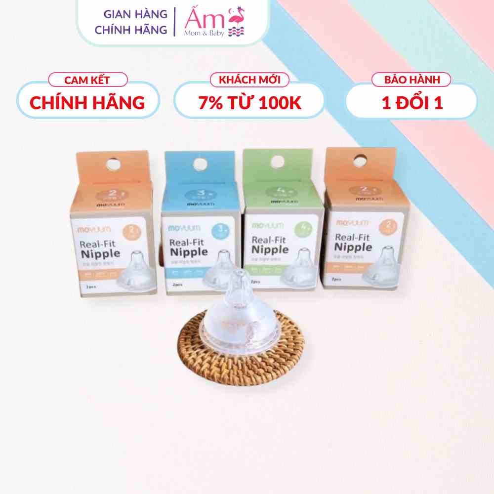 Núm Ti Siêu Mềm Moyuum Hàn Quốc PP Bởi Ấm Baby Có 4 Size Theo Từng Giai Đoạn Phát Triển Của Bé Ấm Gift Decor