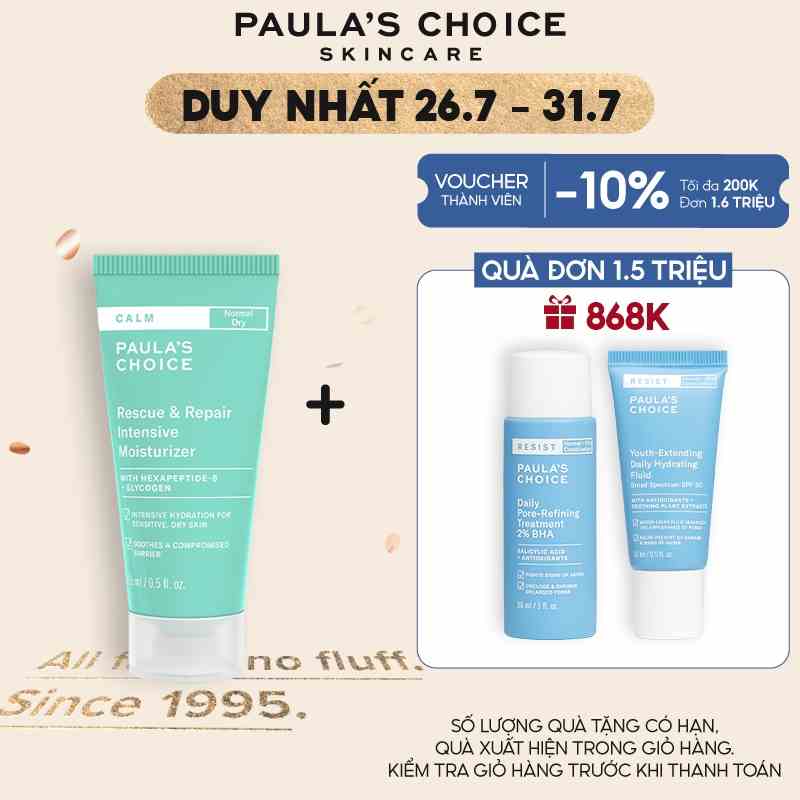 Kem dưỡng ẩm phục hồi cho da khô nhạy cảm Paulas Choice Calm Rescue & Repair Intensive Moisturizer 15ml 9257