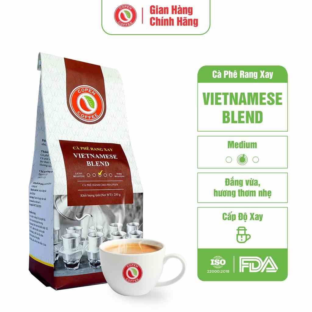 Cà phê rang xay truyền thống pha phin Vietnamese Blend - Copen Coffee - đắng vừa, hương thơm nhẹ, hậu vị sâu - Gó