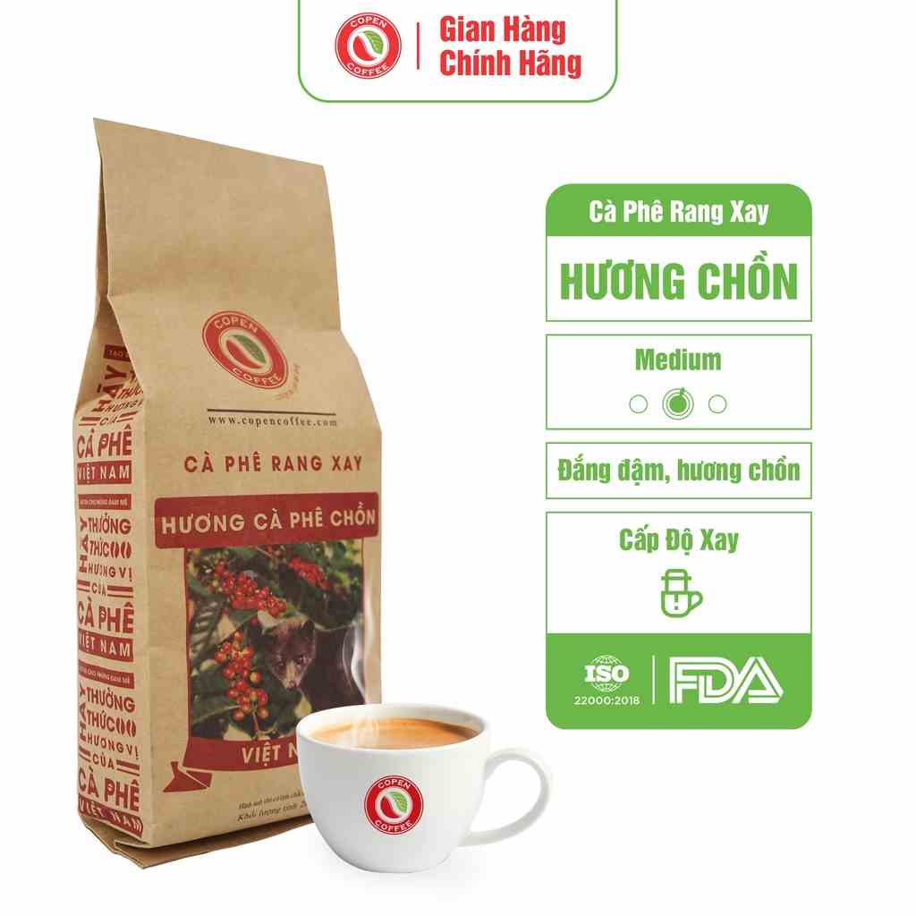 Cà phê rang xay hương cà phê chồn - Copen Coffee nguyên chất, pha cà phê đen đá thơm ngon - Gói 200g