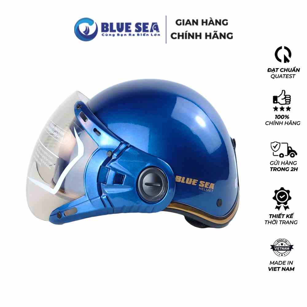 [Mã BMLTB200 giảm đến 100K đơn 499K] Mũ Bảo Hiểm Nửa đầu BLUE SEA - A366K Sơn Bóng - Hàng Chính Hãng