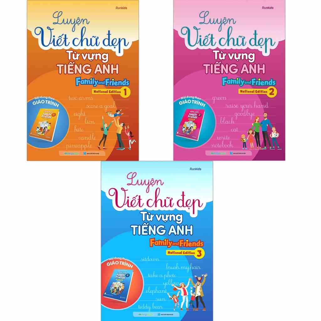 Sách Combo Luyện viết chữ đẹp từ vựng Tiếng Anh Family and Friends - National Edition 1,2,3 (3 Cuốn)