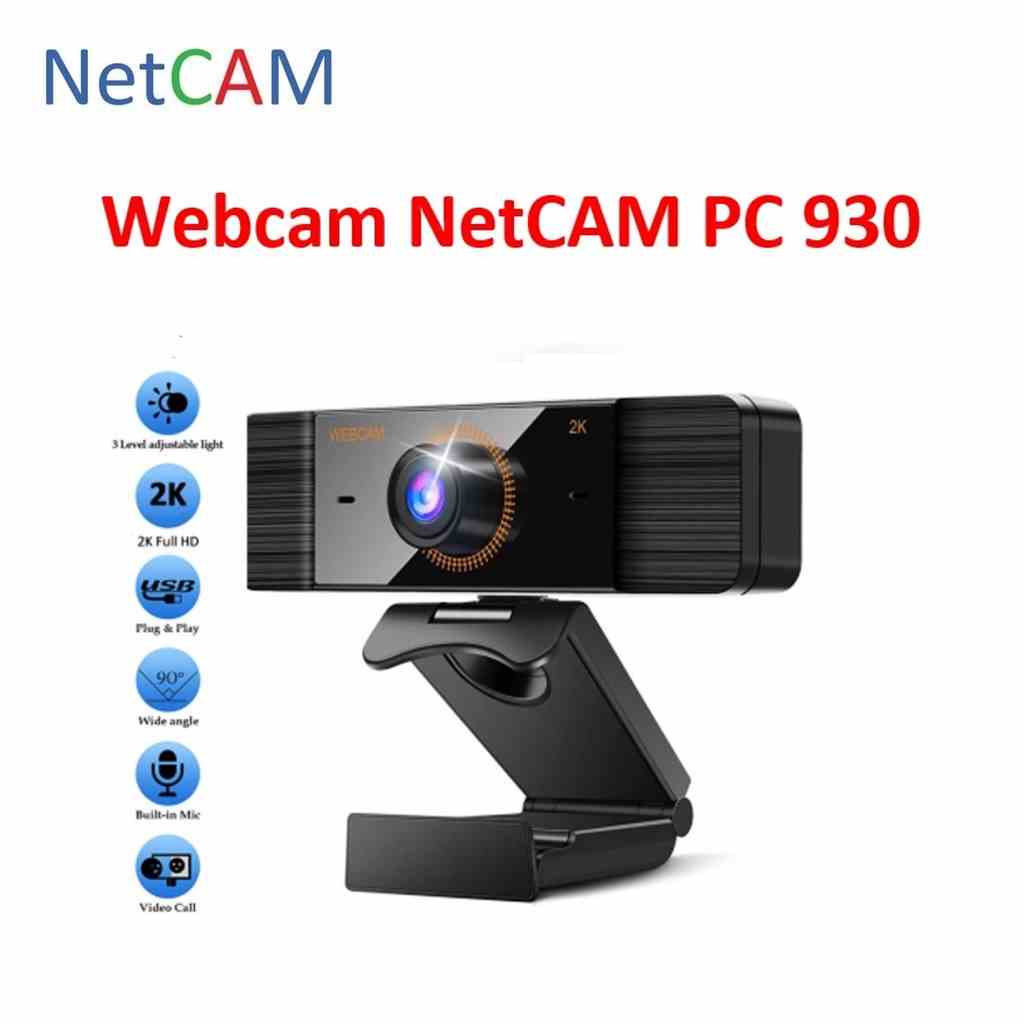 Webcam NetCAM PC 930, Độ phân giải 2K (1440p), Micro đa hướng tích hợp, khử tiếng ồn kép