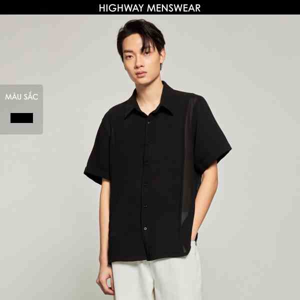 Áo sơ mi ngắn tay nam mềm mịn thoáng mát Highway ( Menswear ) Lucien Đen