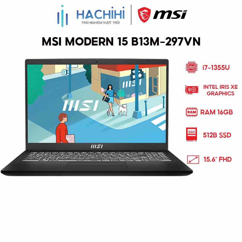 Laptop MSI Modern 15 B13M-297VN (i7-1355U | 16GB | 512GB | Intel Iris Xe Graphics | 15.6 FHD | Win 11)