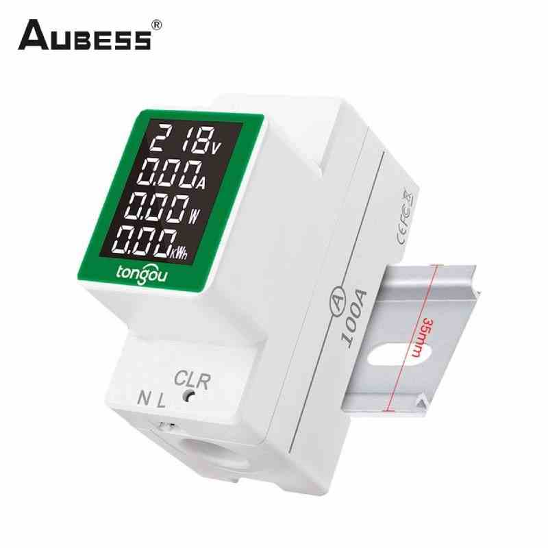 Aubess Thiết Bị Giám Sát Dòng Điện Áp Với Màn Hình Lcd Ac 50-300V 0-100a 0-30kw