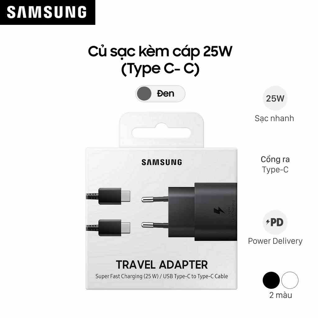 Bộ sạc Samsung 25W (Kèm cáp C-C, 1m) (EP-TA800) - Hàng Chính Hãng