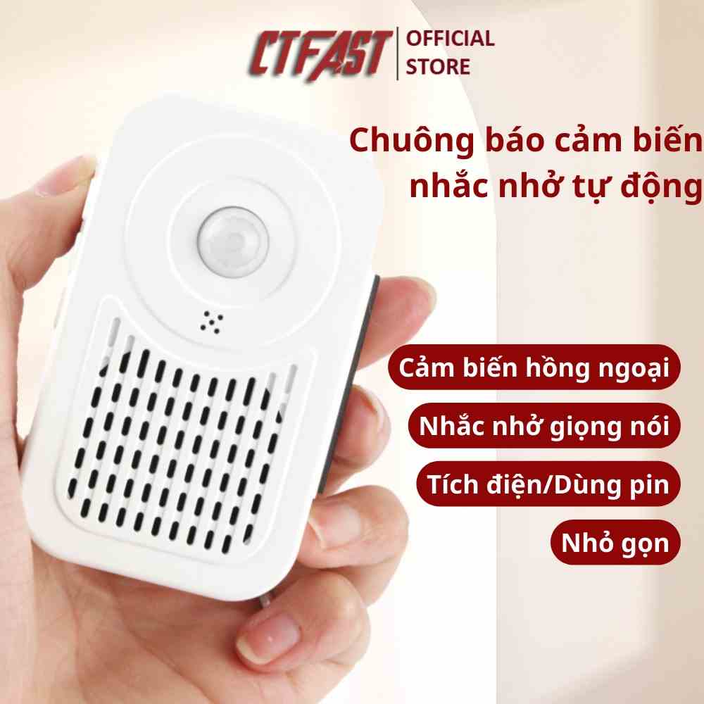 Chuông báo khách cảm biến hồng ngoại không dây CTFAST-DB06, tùy chỉnh âm thanh nhắc nhở tự động