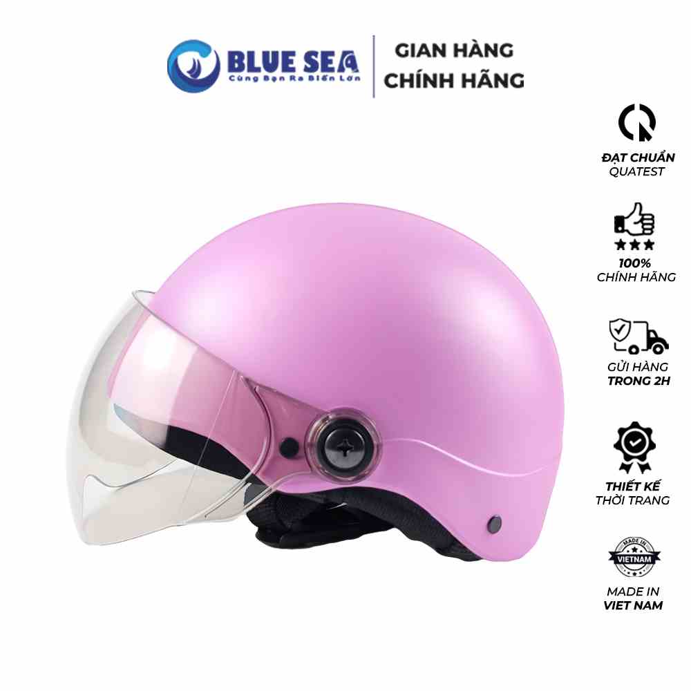 Mũ bảo hiểm 1/2 Nửa đầu BLUE SEA - A104K - Sơn Mờ - FREESIZE - Có kính cao cấp - Chính hãng