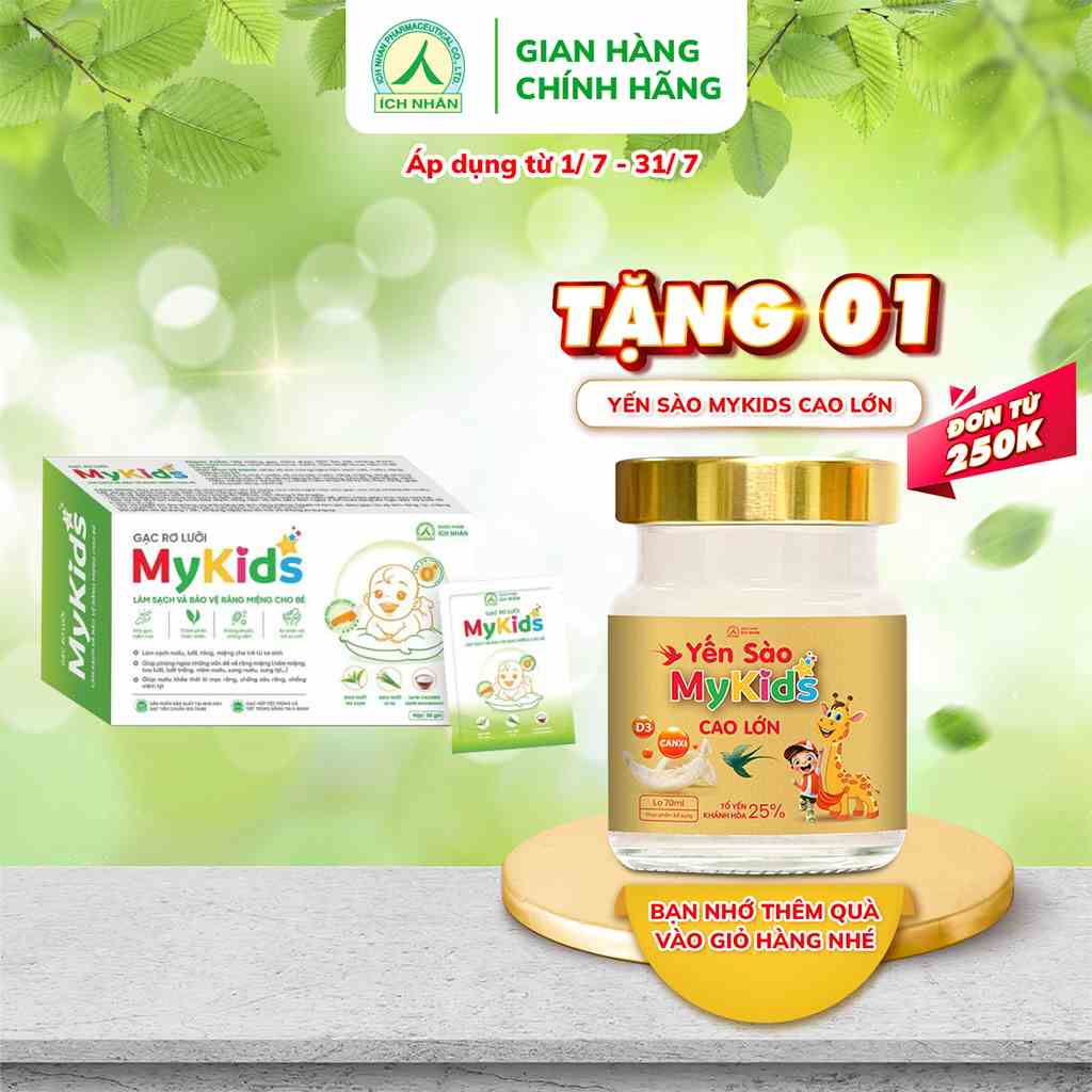 Gạc Rơ Lưỡi MyKids Ích Nhân Làm Sạch Nướu, Lưỡi, Răng, Miệng Cho Bé, Phòng ngừa vấn đề răng miệng cho bé - Hộp 30 gói