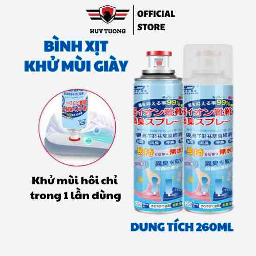 Chai xịt khử mùi hôi giày dép Nano bạc, xịt khử mùi hôi chân khó chịu lên đến 24h - dung tích 260ml - Huy Tưởng