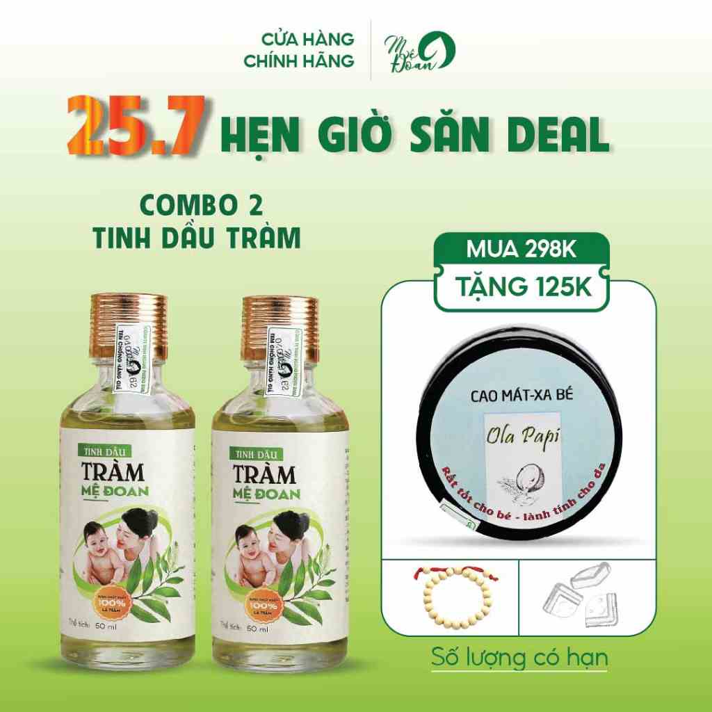 [Mã BMLTA35 giảm đến 35K đơn 99K] Combo 2 chai tinh dầu tràm nguyên chất Mệ Đoan cho mẹ và bé 50ml - chuẩn OCOP