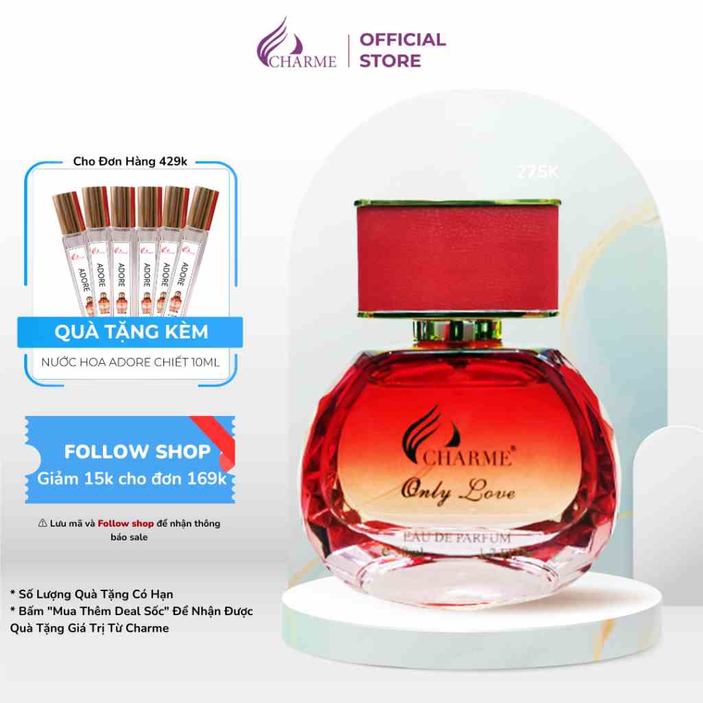 Nước hoa nữ CHARME Only Love hương trái cây ngọt ngào Lưu hương lâu từ 8-16 tiếng 50ml