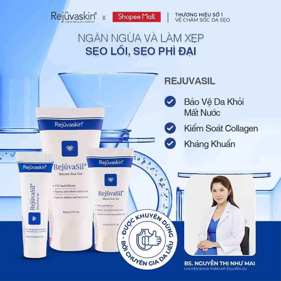 Gel ngừa sẹo và làm xẹp sẹo lồi, sẹo phì đại Rejuvaskin Rejuvasil - DH Beauty