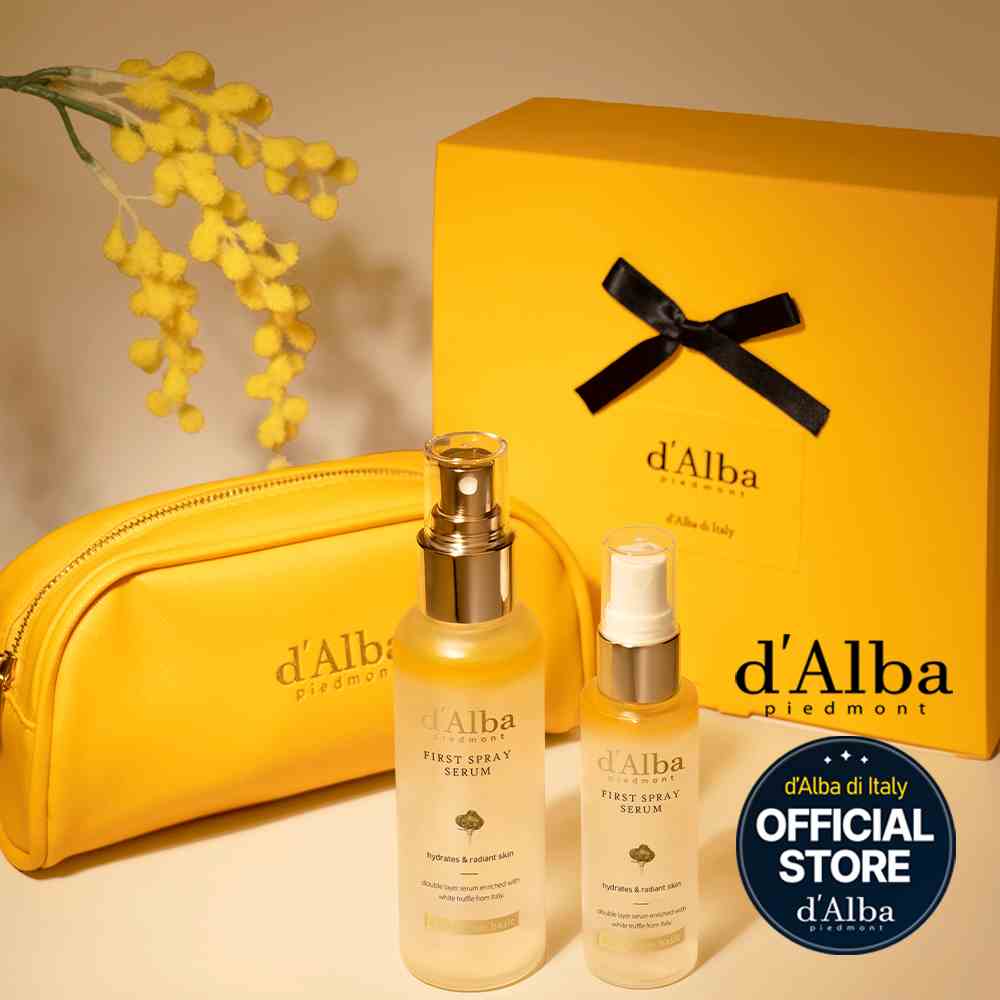 [dAlba Official] SET QUÀ TẶNG Serum dạng xịt căng bóng 100ml + 50ml + Túi da cầm tay