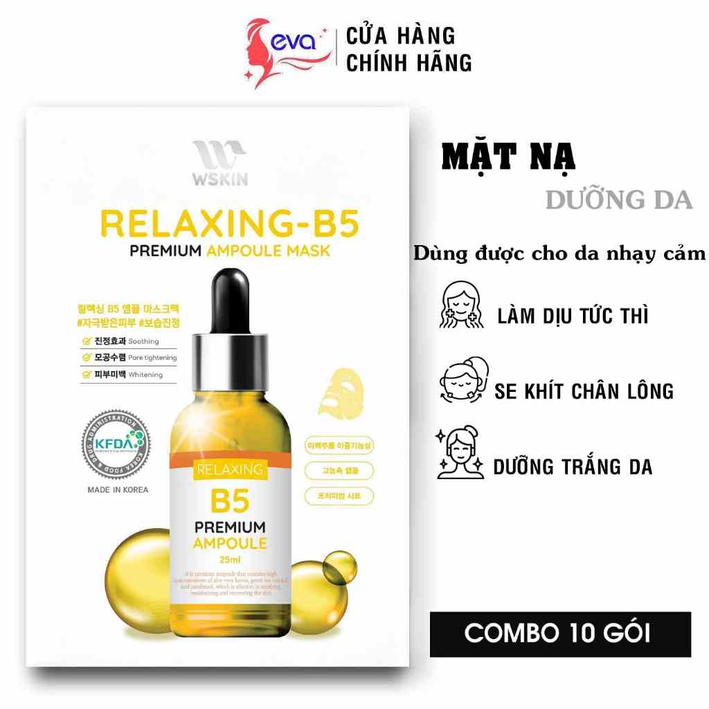 [Mã ICBFRI25 giảm 25K đơn 149K] Mặt nạ trắng da cho da nhạy cảm Wskin Relaxing B5 Ampoule Mask 25g