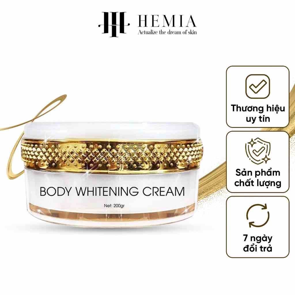 Kem body trắng da, dưỡng thể trắng da HEMIA không bết dính, duy trì độ ẩm cho da hộp 200gr