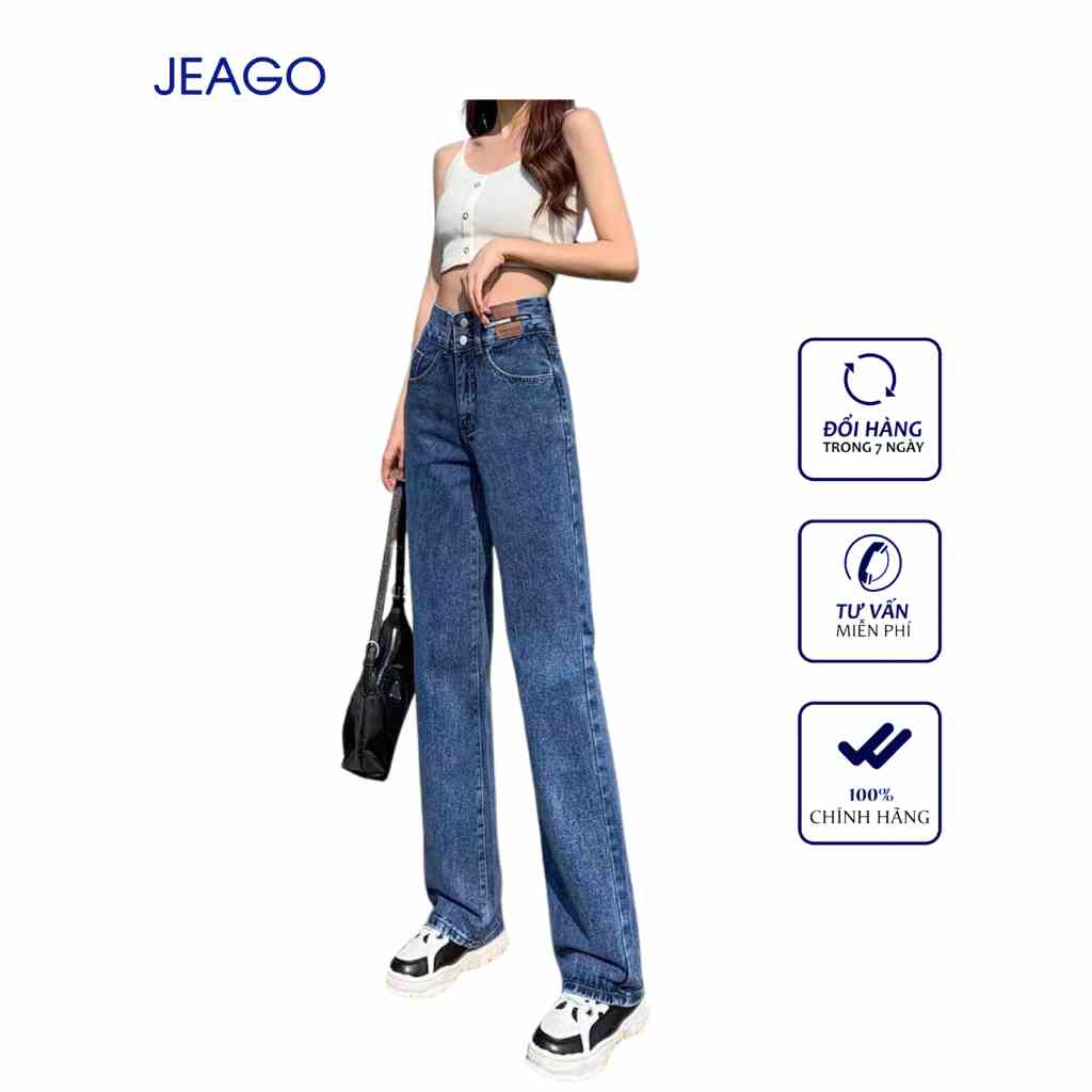 Quần Jeans Xanh Đậm Hai Nút Dành Cho Nữ JEAGOVN