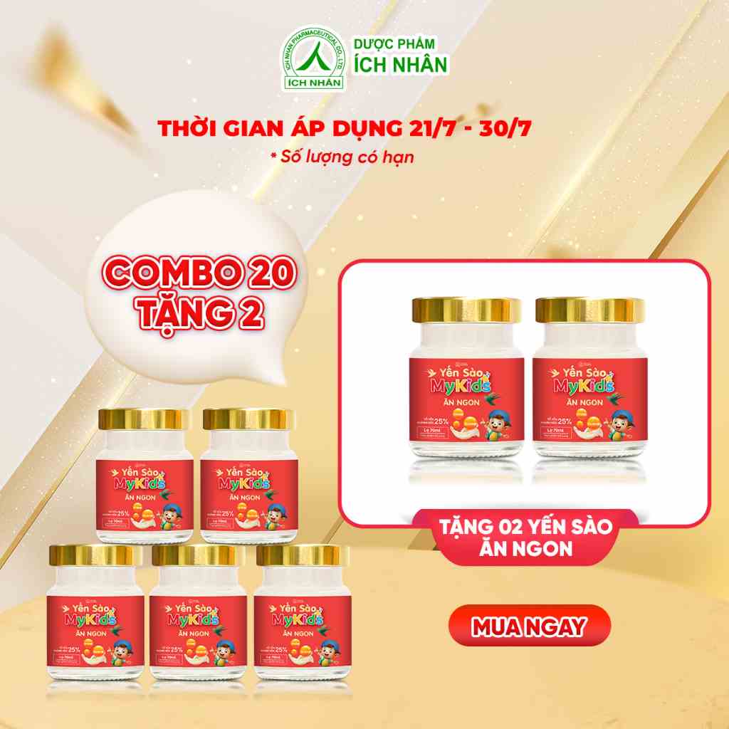 Combo 20 Lọ Yến sào Mykids lọ 70ml tổ yến chưng đường phèn, Lysine và Taurine, Hỗ trợ tăng đề kháng, Dưỡng chất cho trẻ