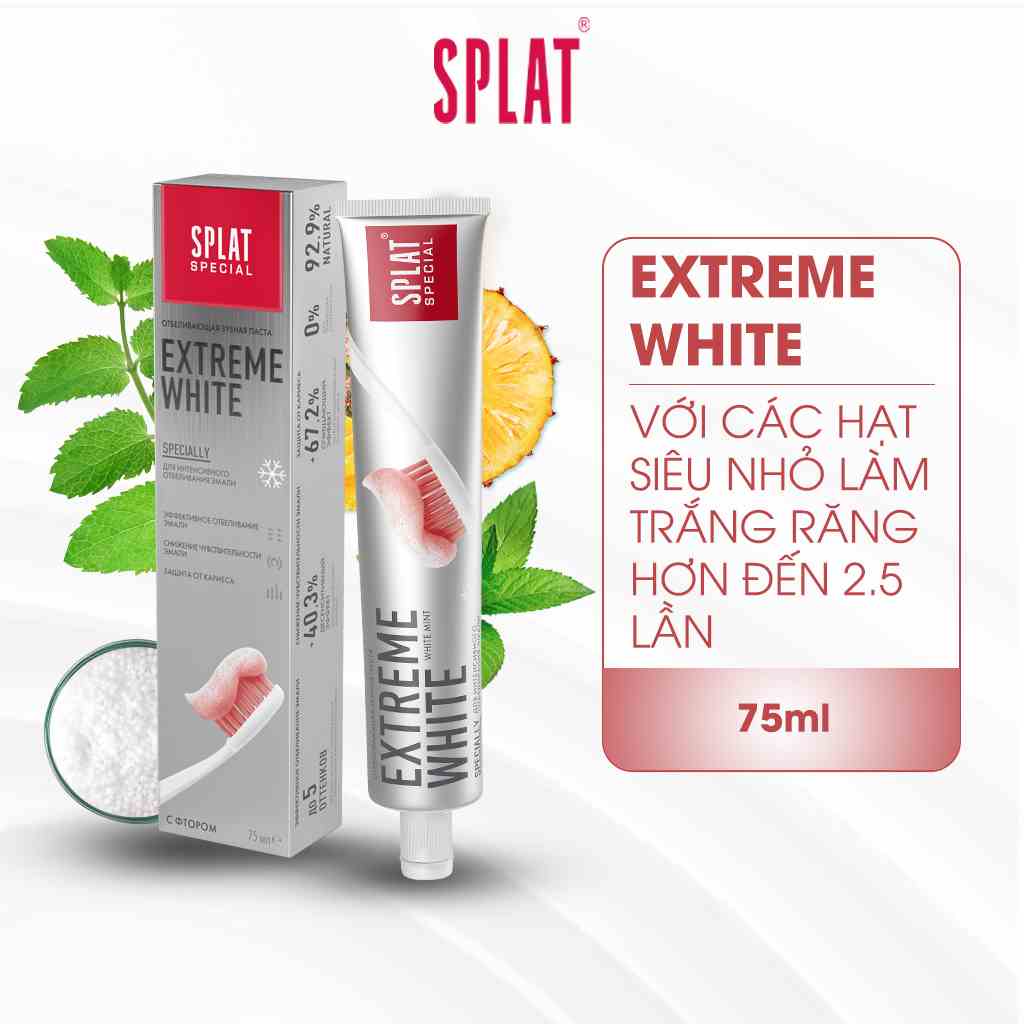 [HSD 9.2023] Kem Đánh Răng Làm Trắng Răng SPLAT Extreme White Special Chứa Các Hạt Siêu Nhỏ Giúp Làm Trắng Nhanh 75ml