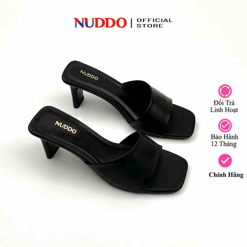 Dép Cao Gót Nữ Đế Cao 7 Phân Quai Ngang, Guốc Sandal Nữ Gót Vuông Êm Chân 7cm Thanh Lịch NUDDO _ND722