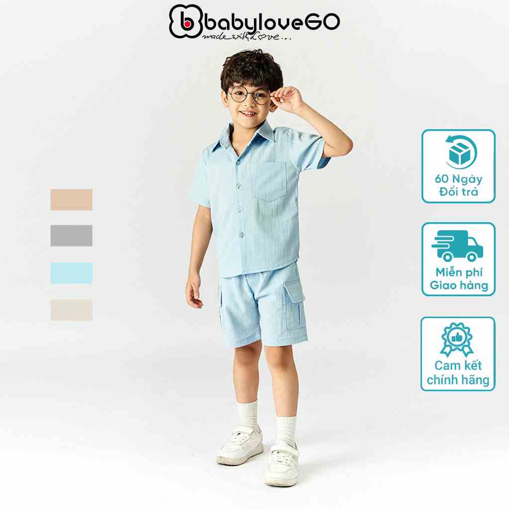 Đồ bộ bé trai BabyloveGO bộ đồ cho bé chất đũi hàn mềm mịn, thoáng mát