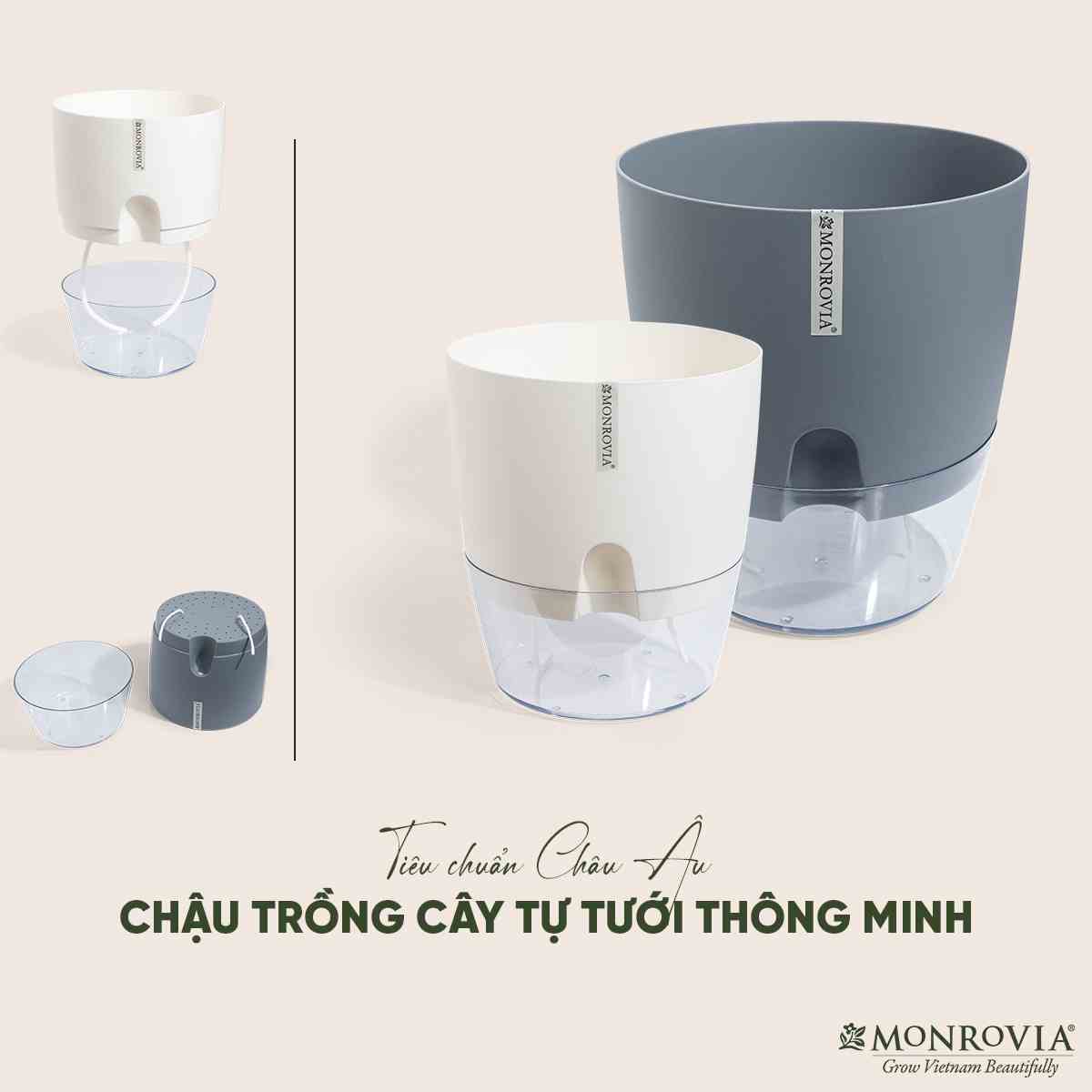 Chậu trồng cây tự tưới thông minh Monrovia, để bàn, trang trí trong nhà, bàn làm việc, sang trọng, Tiêu Chuẩn Châu Âu