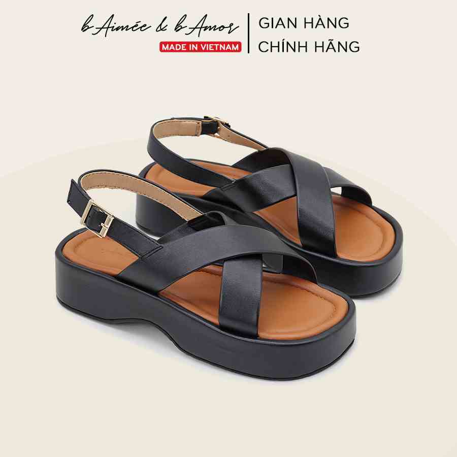 Dép sandal nữ Cross Buckled quai chéo đi biển đế bánh mì thời trang bAimée & bAmor - MS3044