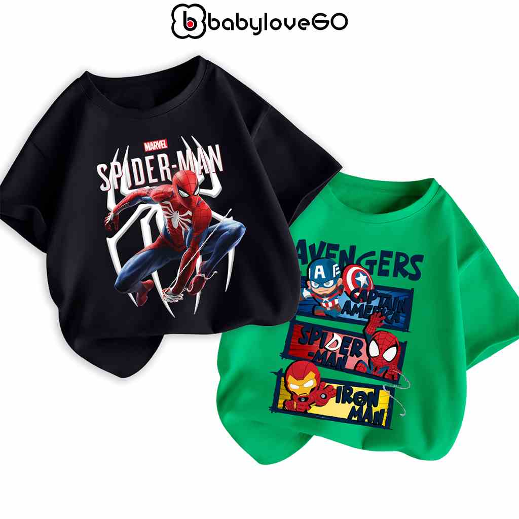 BST Áo MARVEL Áo thun cotton cho bé BabyloveGO BST áo siêu nhân bé trai phong cách US/UK