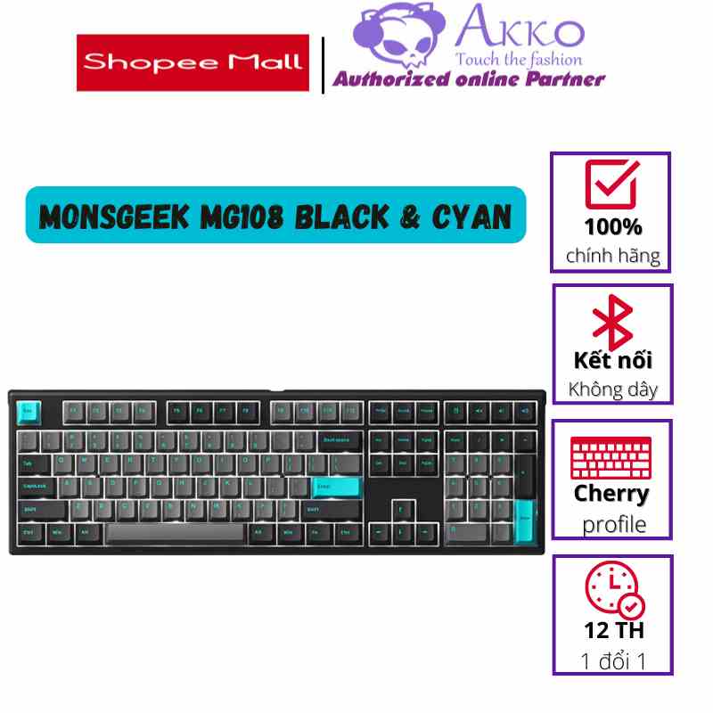 [Mã BMLTB35 giảm đến 35K đơn 99K] Bàn phím cơ MonsGeek MG108 Black & Cyan (White LED / AKKO cs switch)