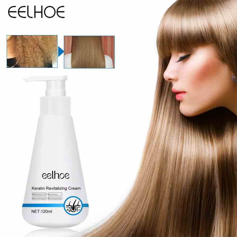 Kem phục hồi EELHOE Keratin chăm sóc tóc với hương thơm lâu dài, mềm mại và nhẹ nhàng, làm mượt tóc xoăn, phục hồi tóc chẻ ngọn Dầu xả -ampere