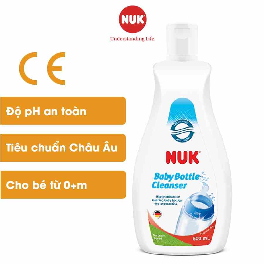 [Mã BMLTB200 giảm đến 100K đơn 499K] Nước rửa bình sữa NUK công thức tiêu chuẩn châu Âu